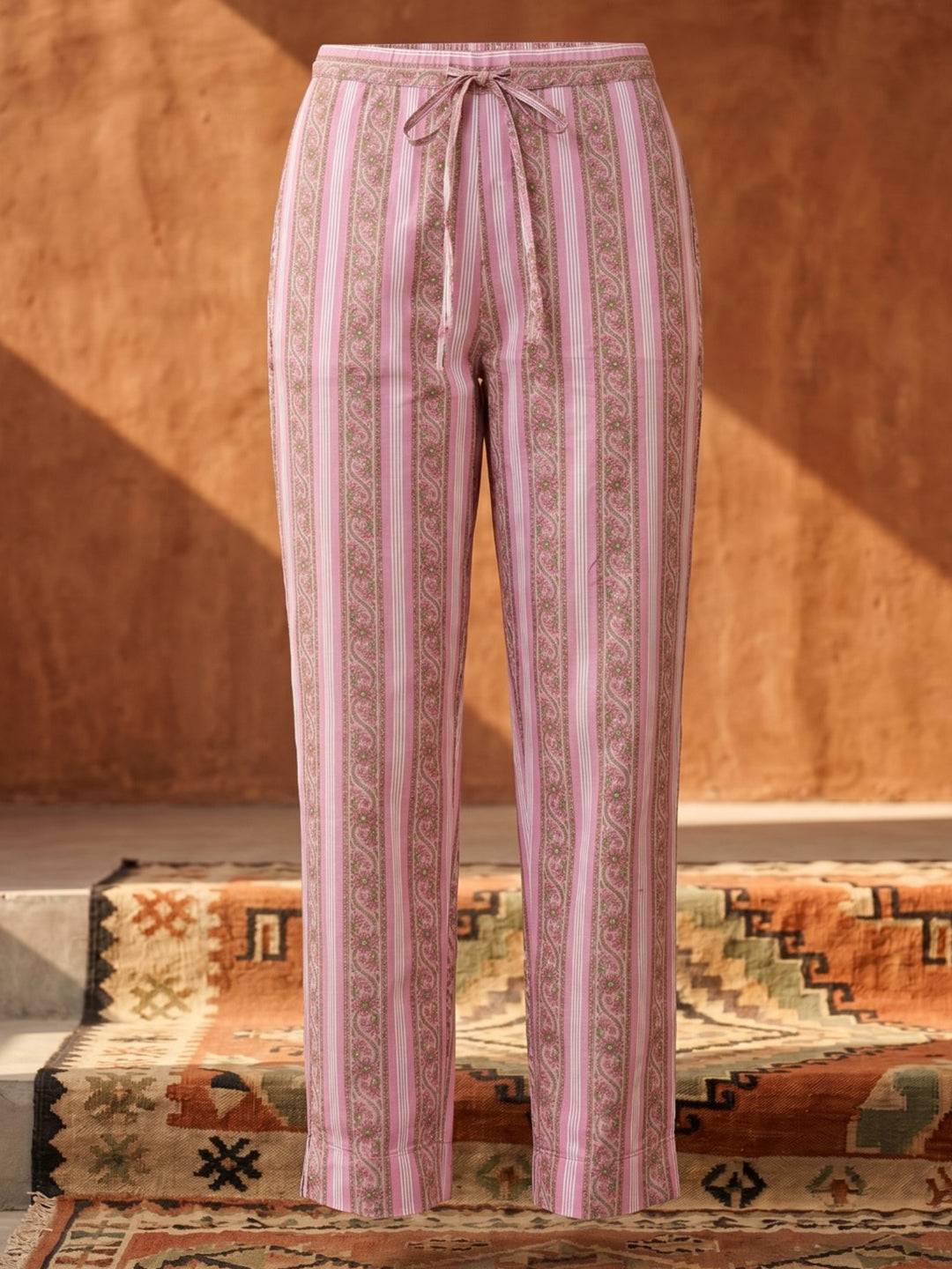 Pink Printed Cotton Blend Straight Suit Set With Dupatta