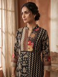 Black Printed Cotton Blend Round Neck Kurta With Pant