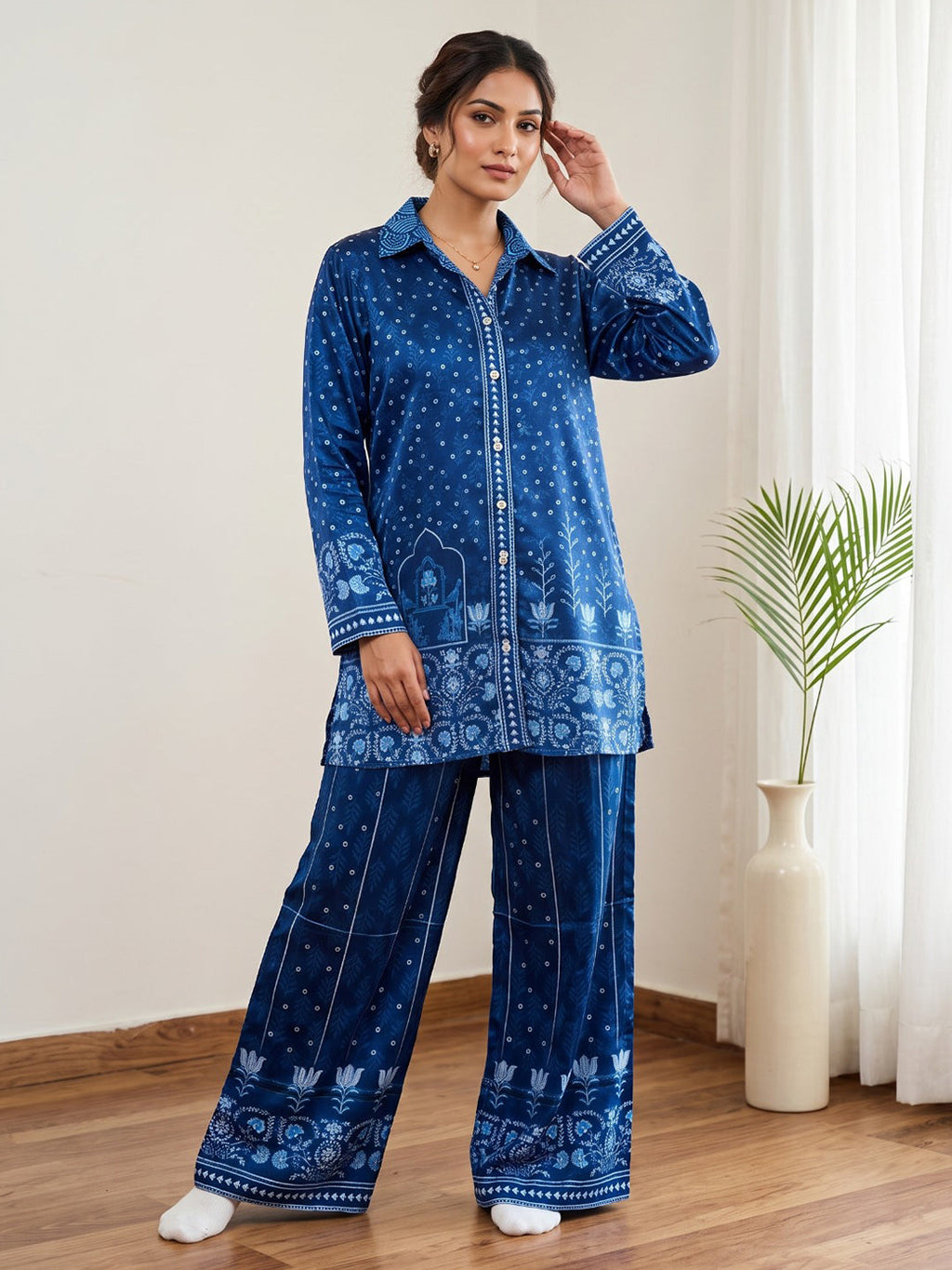 Printed Crepe Kurta Set