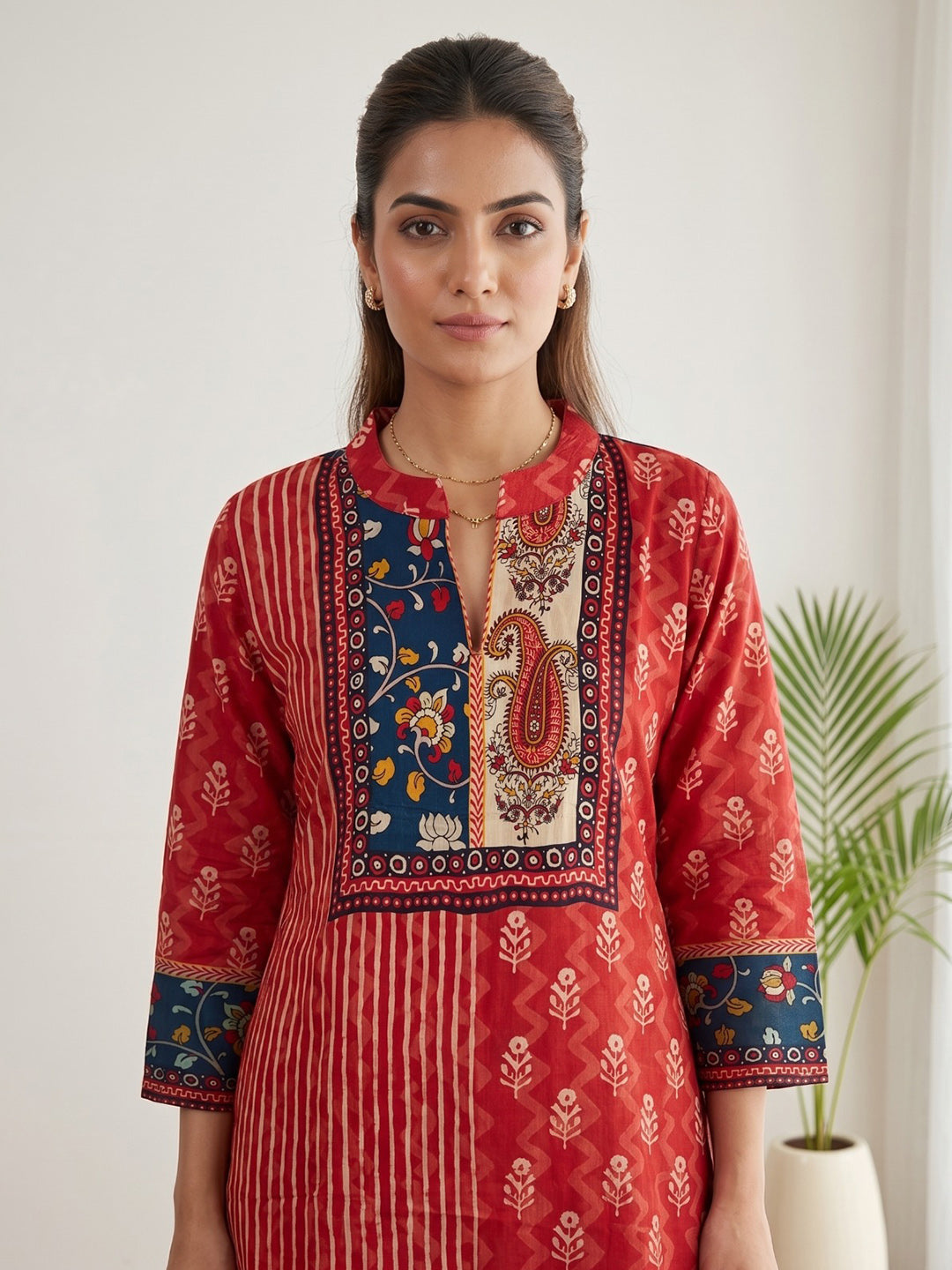 Red Zari Work Crepe Kurta
