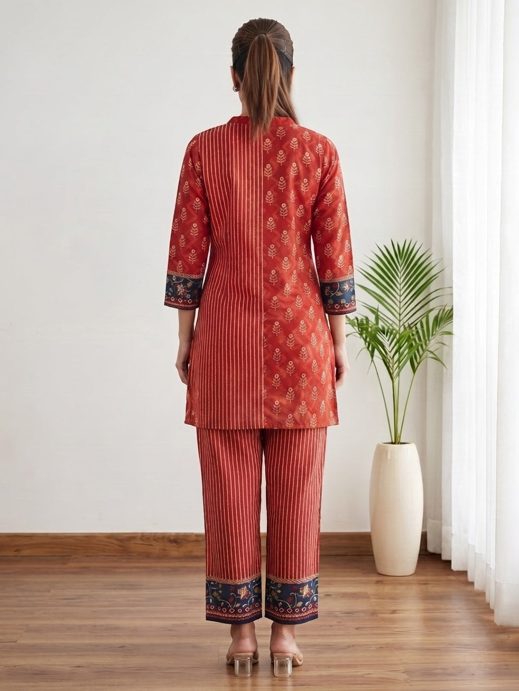 Red Zari Work Crepe Kurta