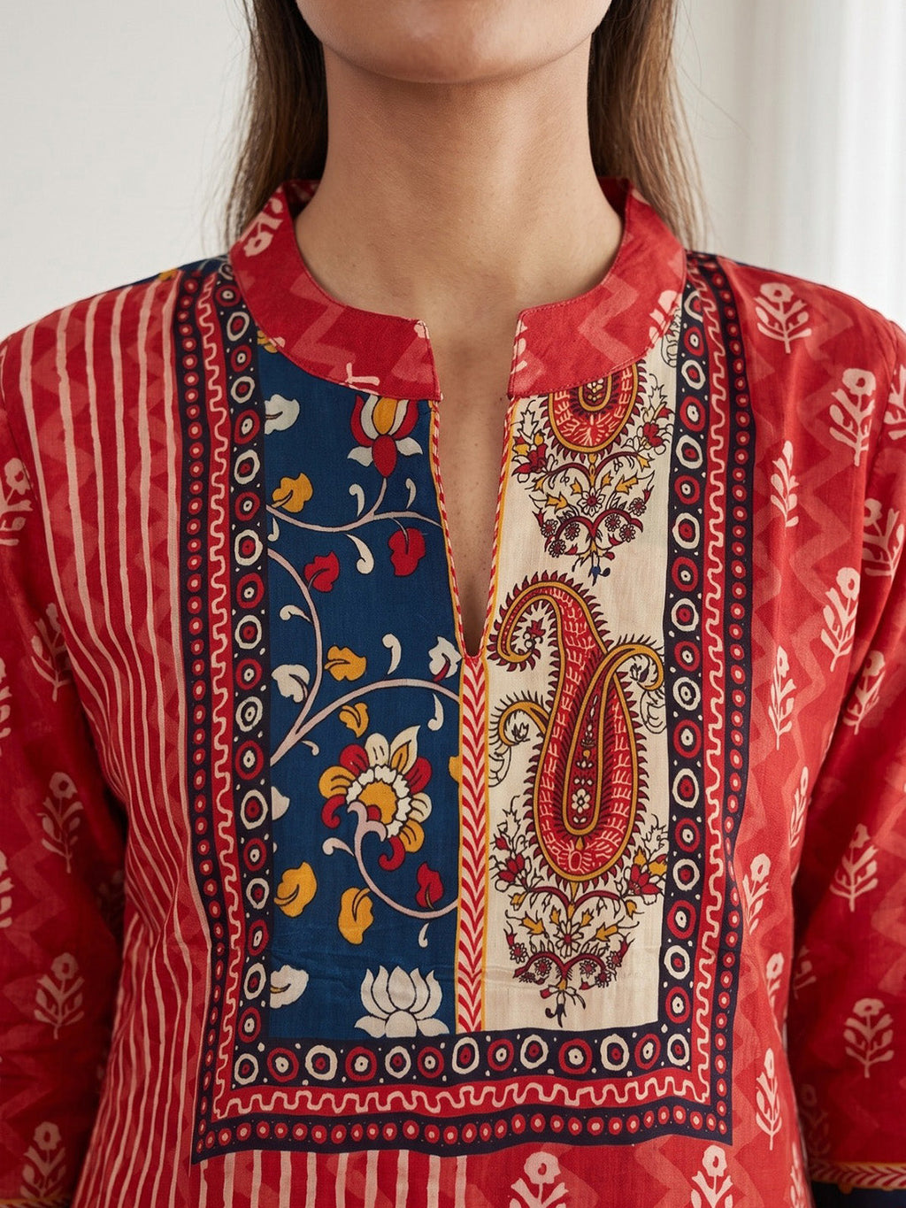 Red Zari Work Crepe Kurta