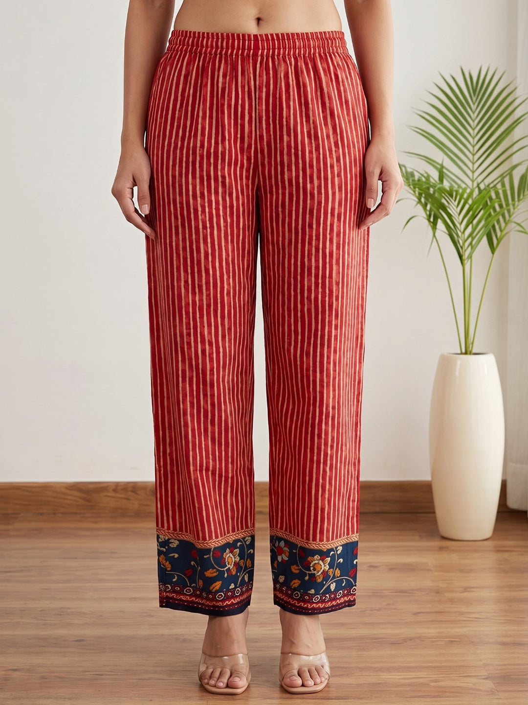 Red Zari Work Crepe Kurta