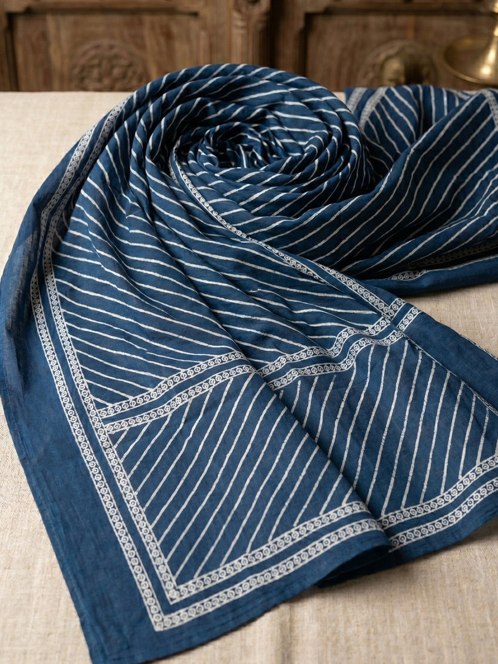 Blue Printed Cotton Blend Kurta With Pant & Dupatta