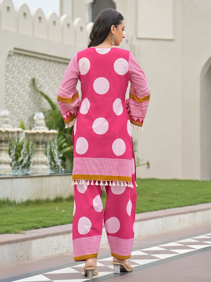 Rani Embroidered Cotton Blend Kurta With Pant &amp; Dupatta