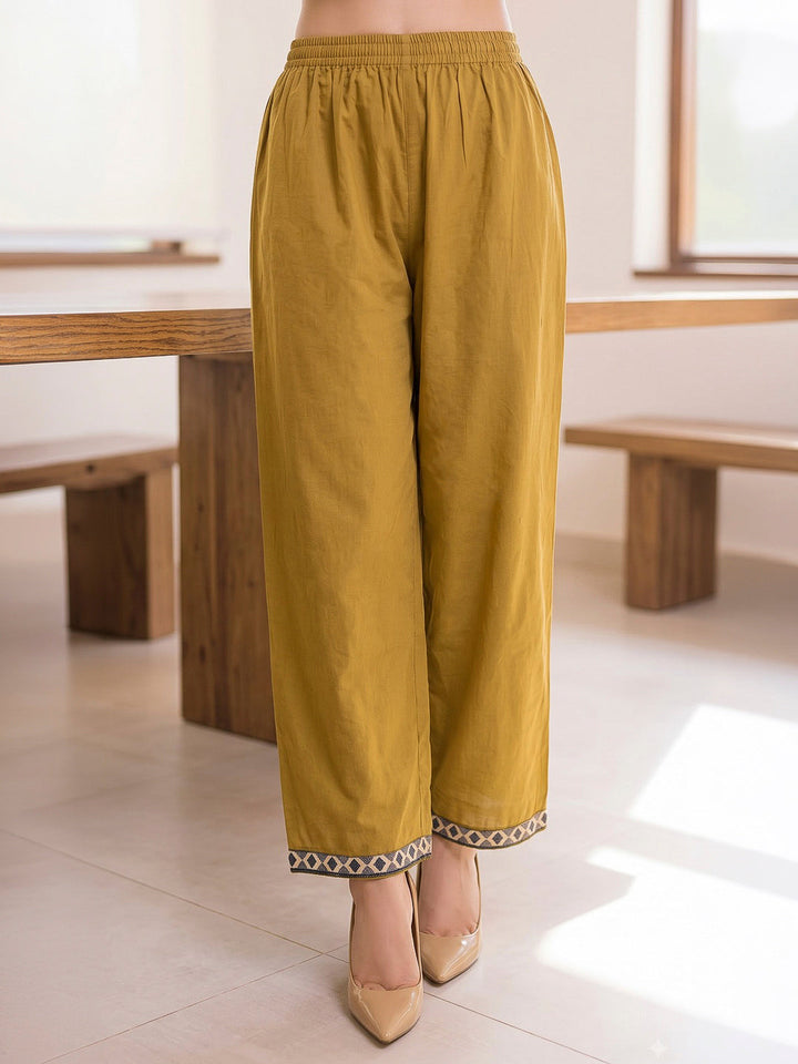 Yellow Printed Cotton Blend Kurta With Pant &amp; Dupatta