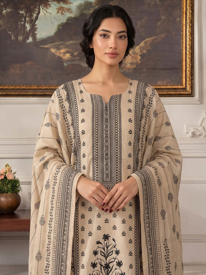 Black Printed Muslin Kurta With Pant &amp; Dupatta