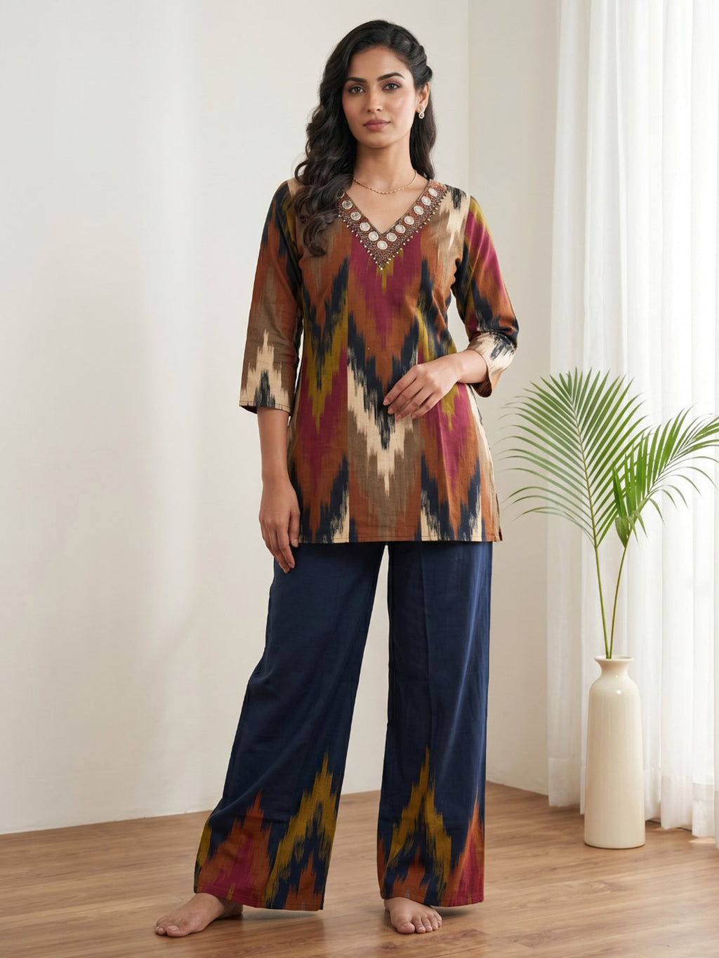 Printed Cotton Blend Kurta Set