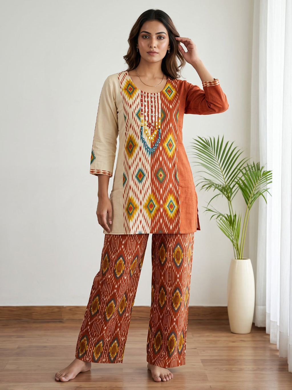 Printed Cotton Blend Kurta Set