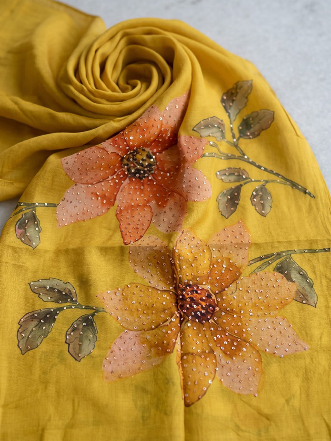 Yellow Embroidered Chanderi Kurta With Pant &amp; Dupatta