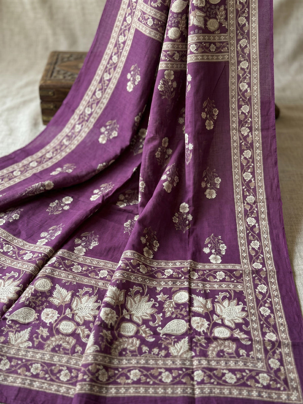 Wine Embroidery Cotton Blend Kurta With Pant & Dupatta