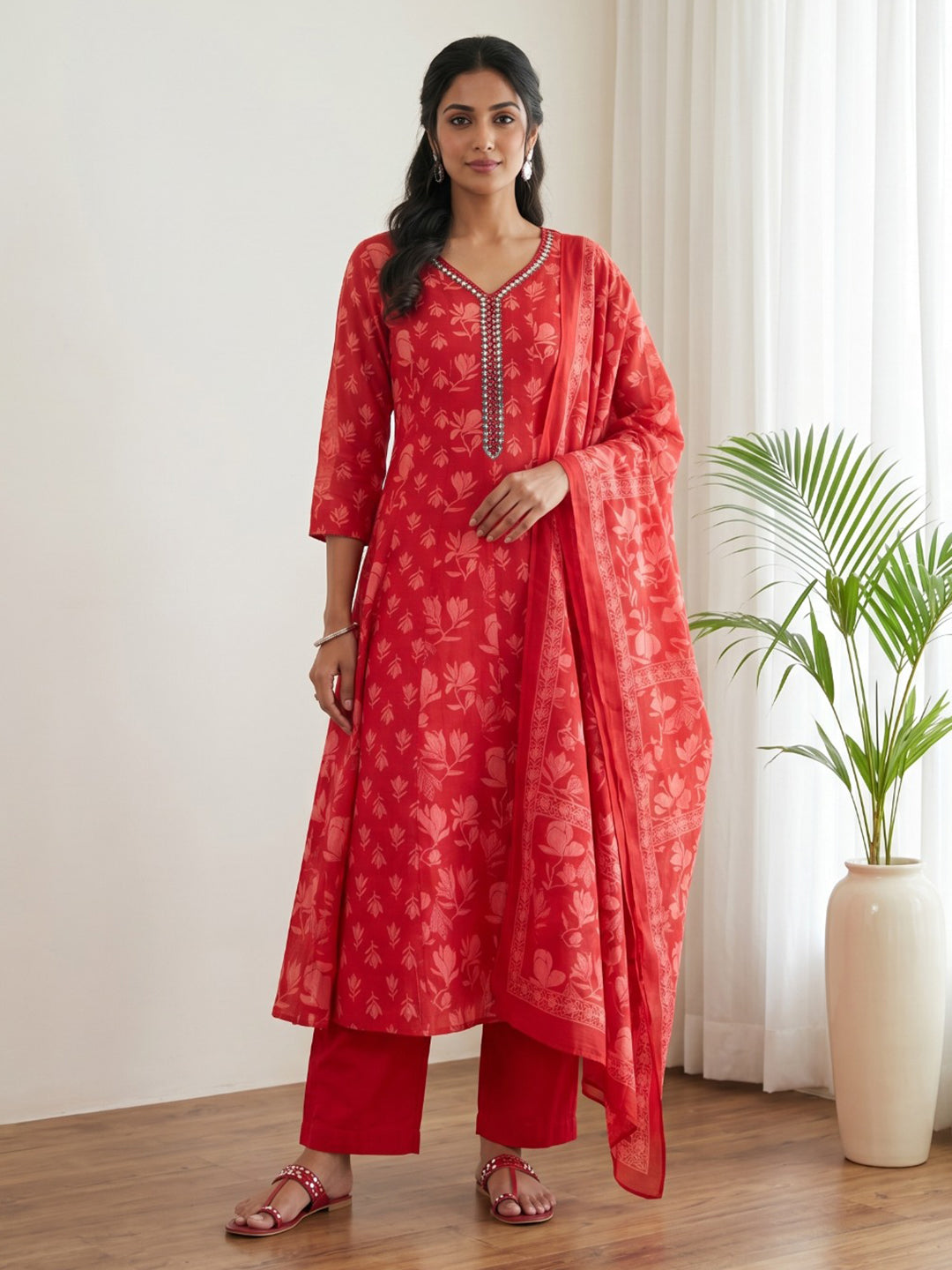 Embroidery Cotton Blend Kurta Set