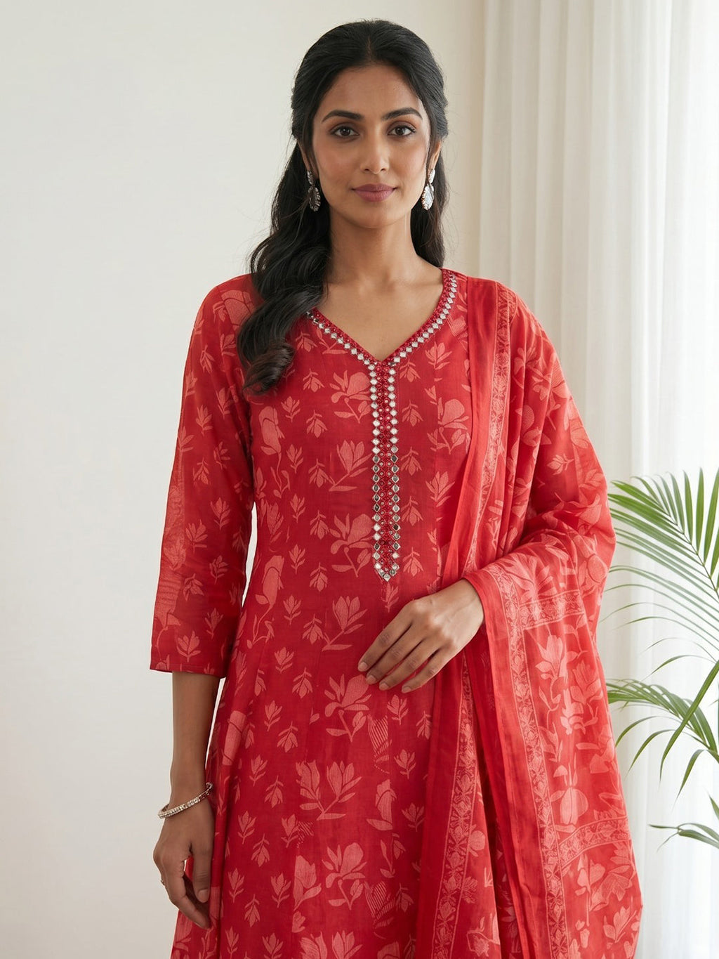Embroidery Cotton Blend Kurta Set