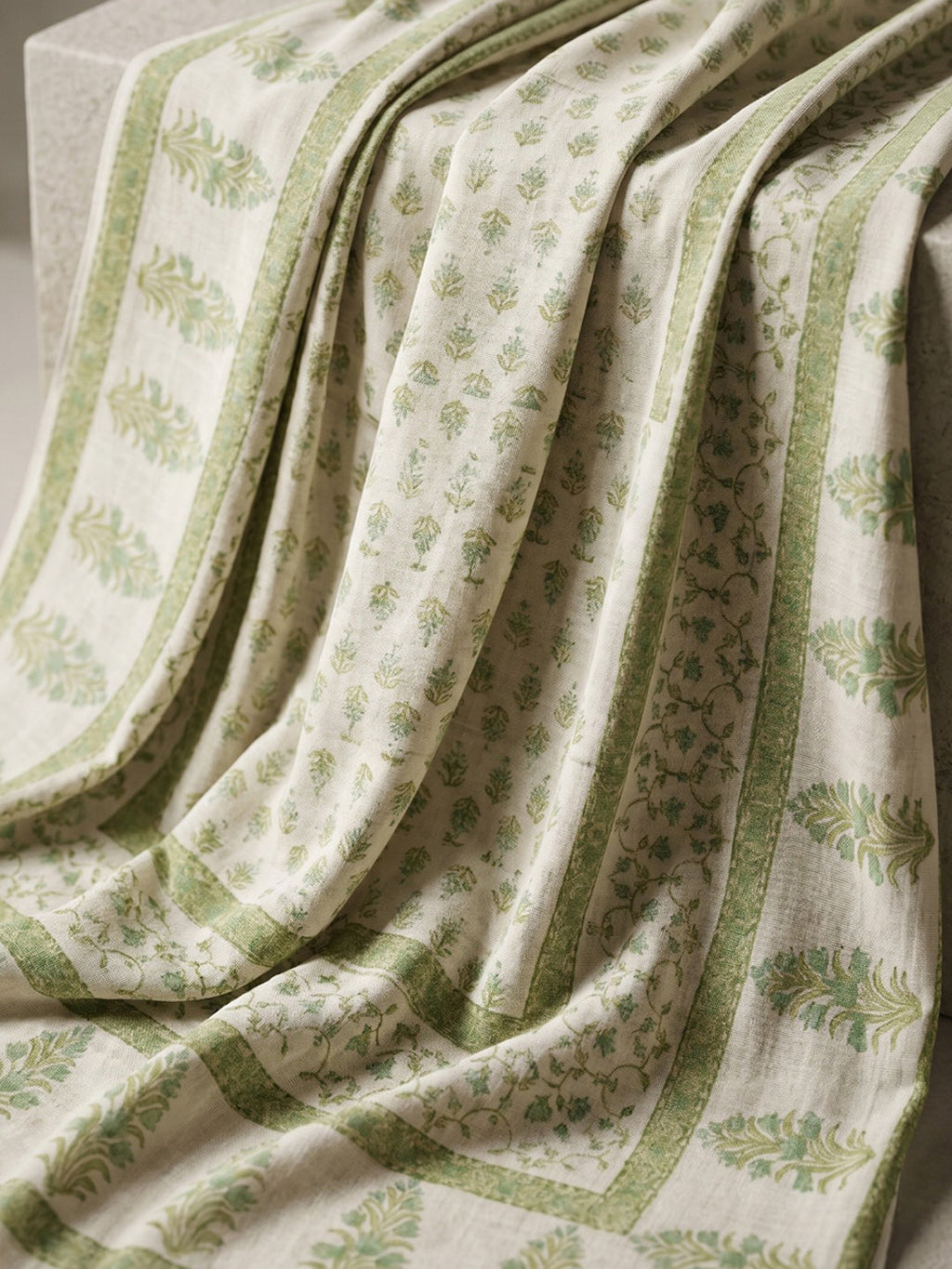 Green Printed Cotton Blend Kurta With Pant & Dupatta