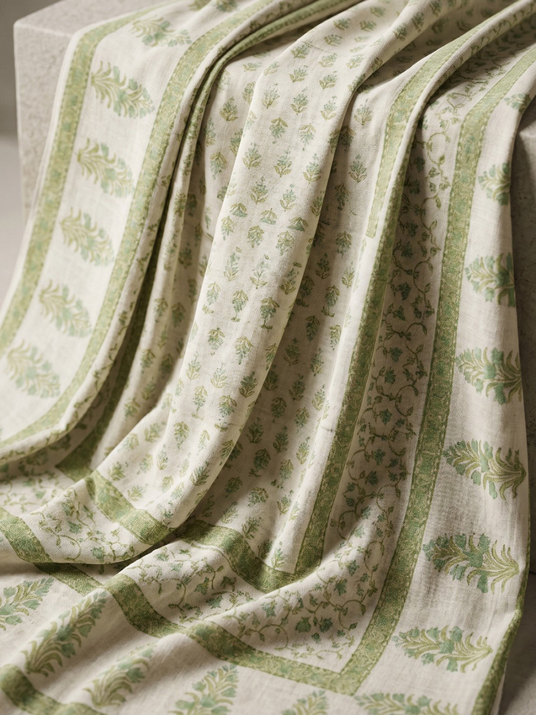 Green Printed Cotton Blend Kurta With Pant & Dupatta