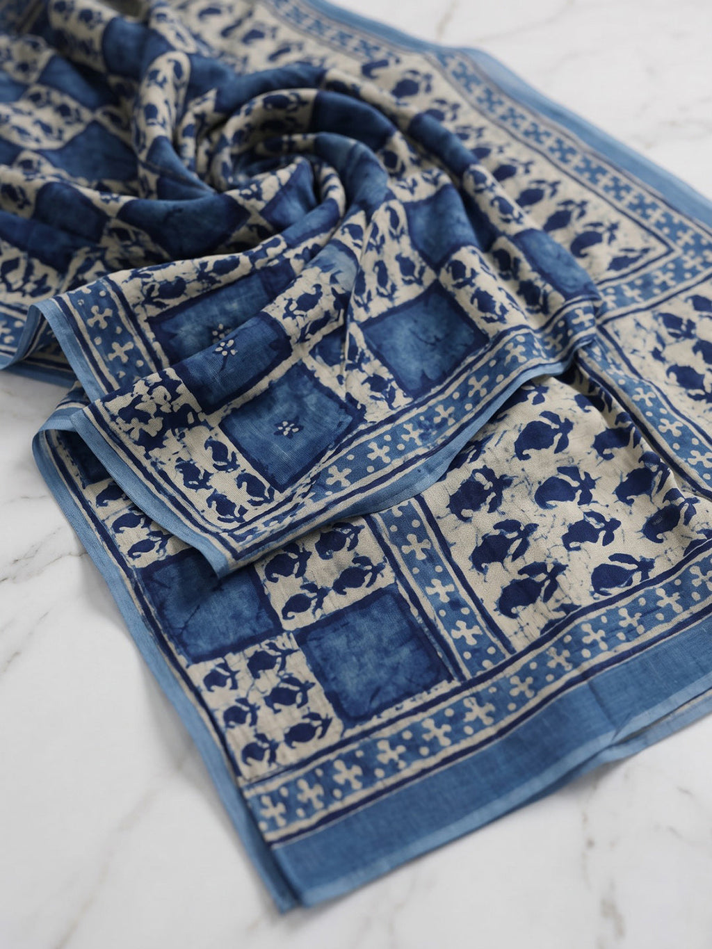 Blue Embroidery Cotton Blend Kurta With Pant & Dupatta