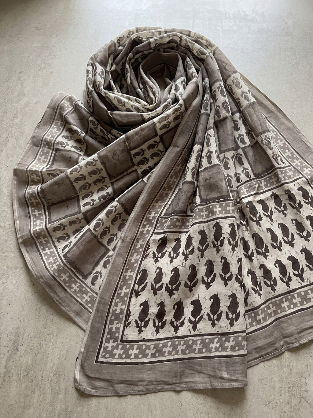 Grey Embroidery Cotton Blend Kurta With Pant & Dupatta