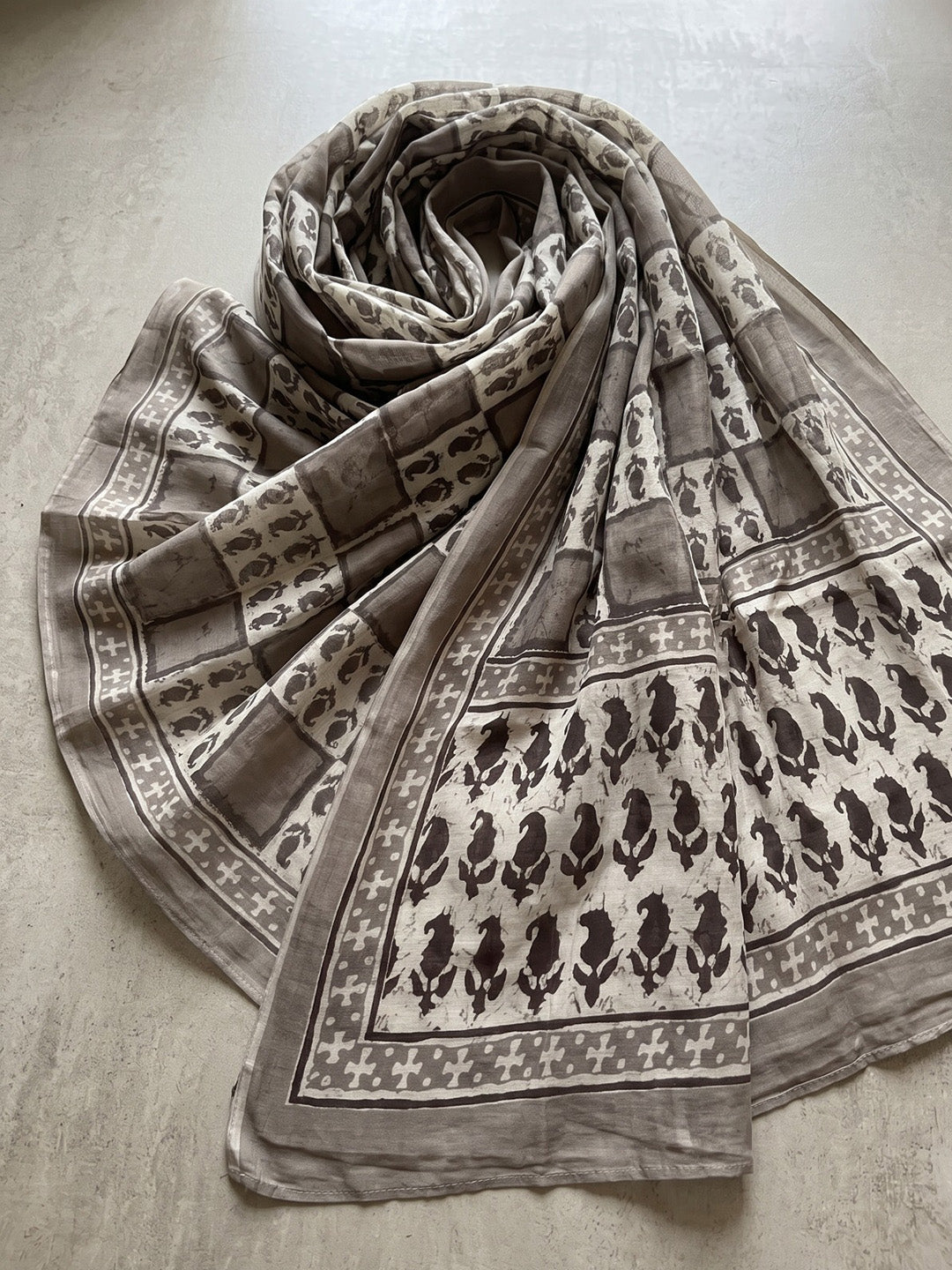 Grey Embroidery Cotton Blend Kurta With Pant & Dupatta
