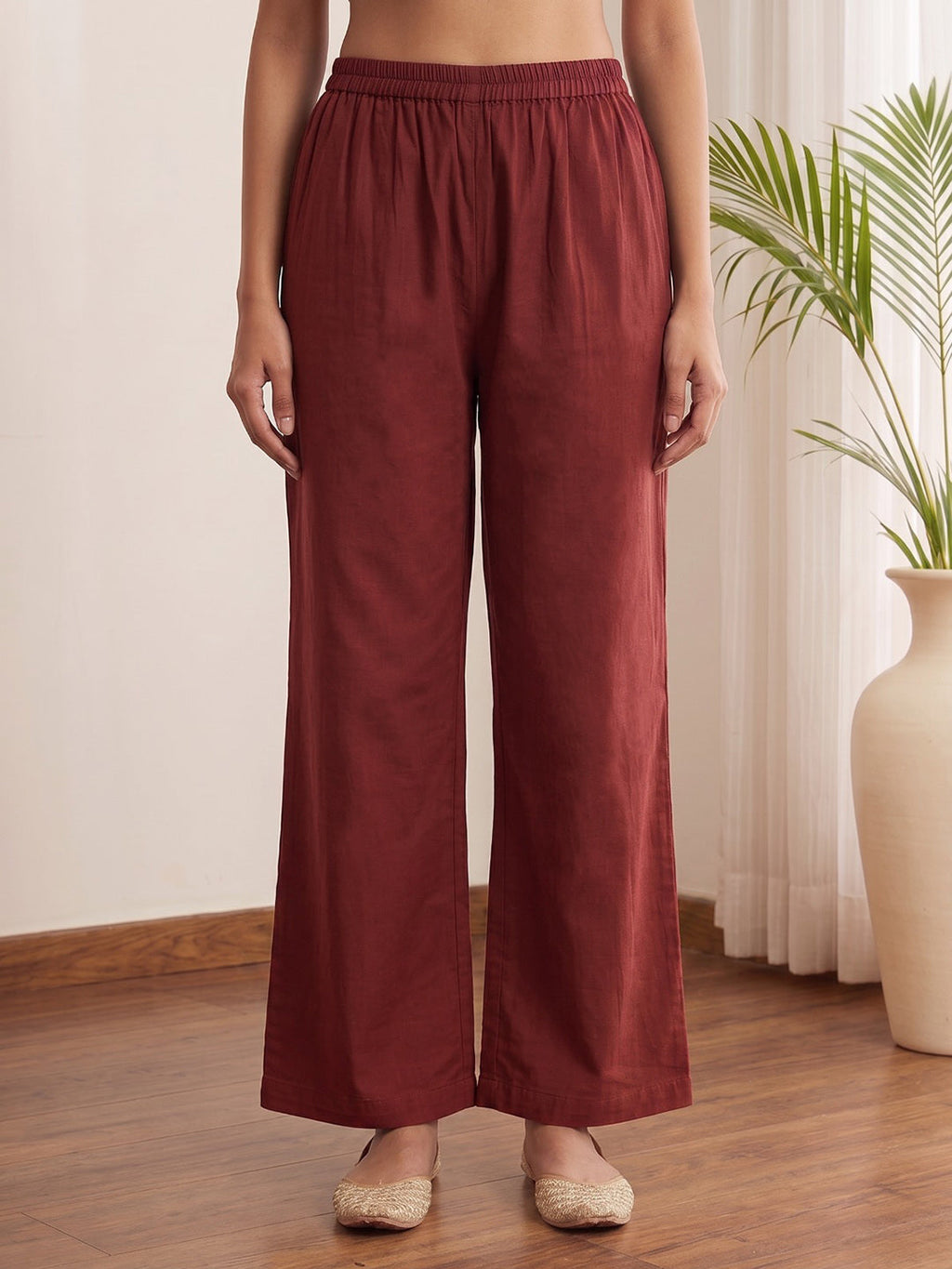 Red Embroidery Cotton Blend Kurta With Pant & Dupatta