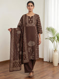 Brown Printed Cotton Blend Kurta With Pant & Dupatta