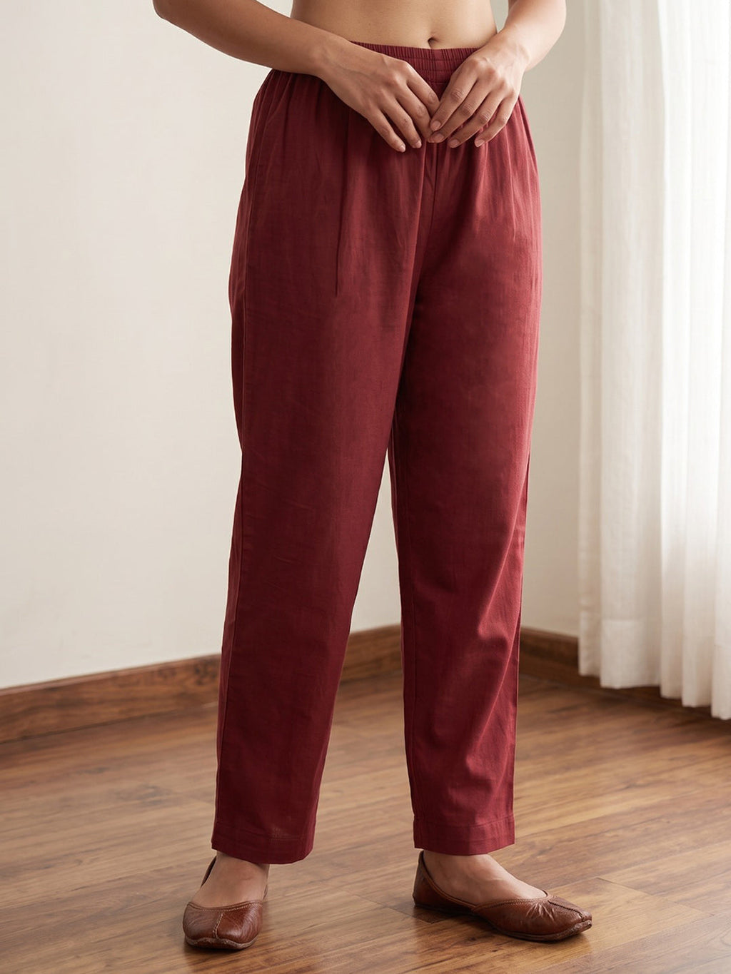 Red Embroidery Cotton Blend Kurta With Pant & Dupatta
