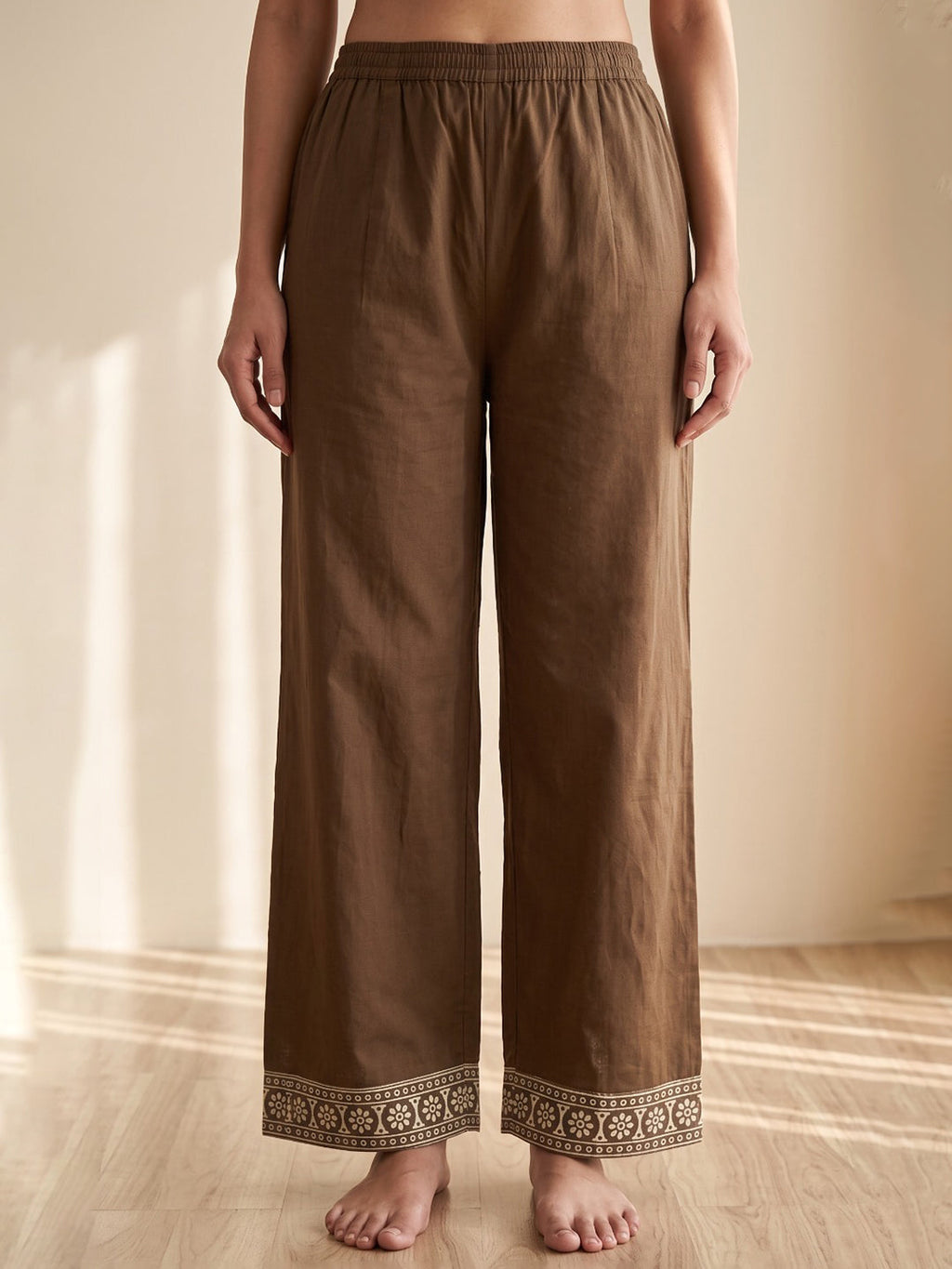 Brown Embroidery Cotton Blend Kurta With Pant & Dupatta