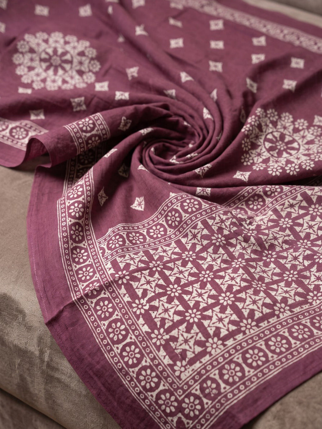 Wine Embroidery Cotton Blend Kurta With Pant & Dupatta