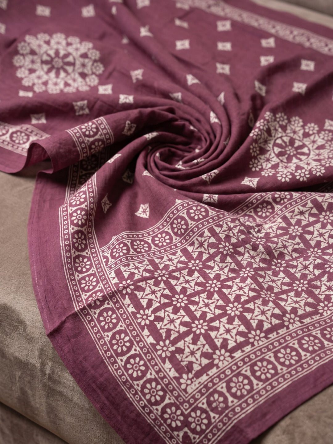 Wine Embroidery Cotton Blend Kurta With Pant & Dupatta
