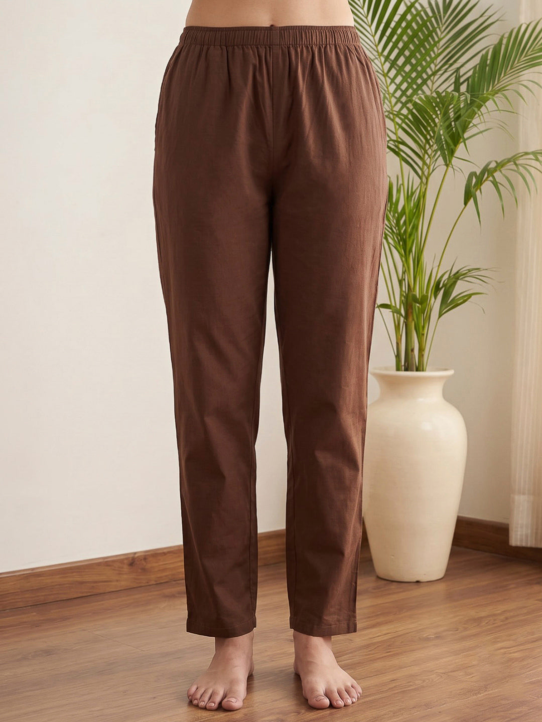 Brown Printed Cotton Blend Kurta With Pant &amp; Dupatta