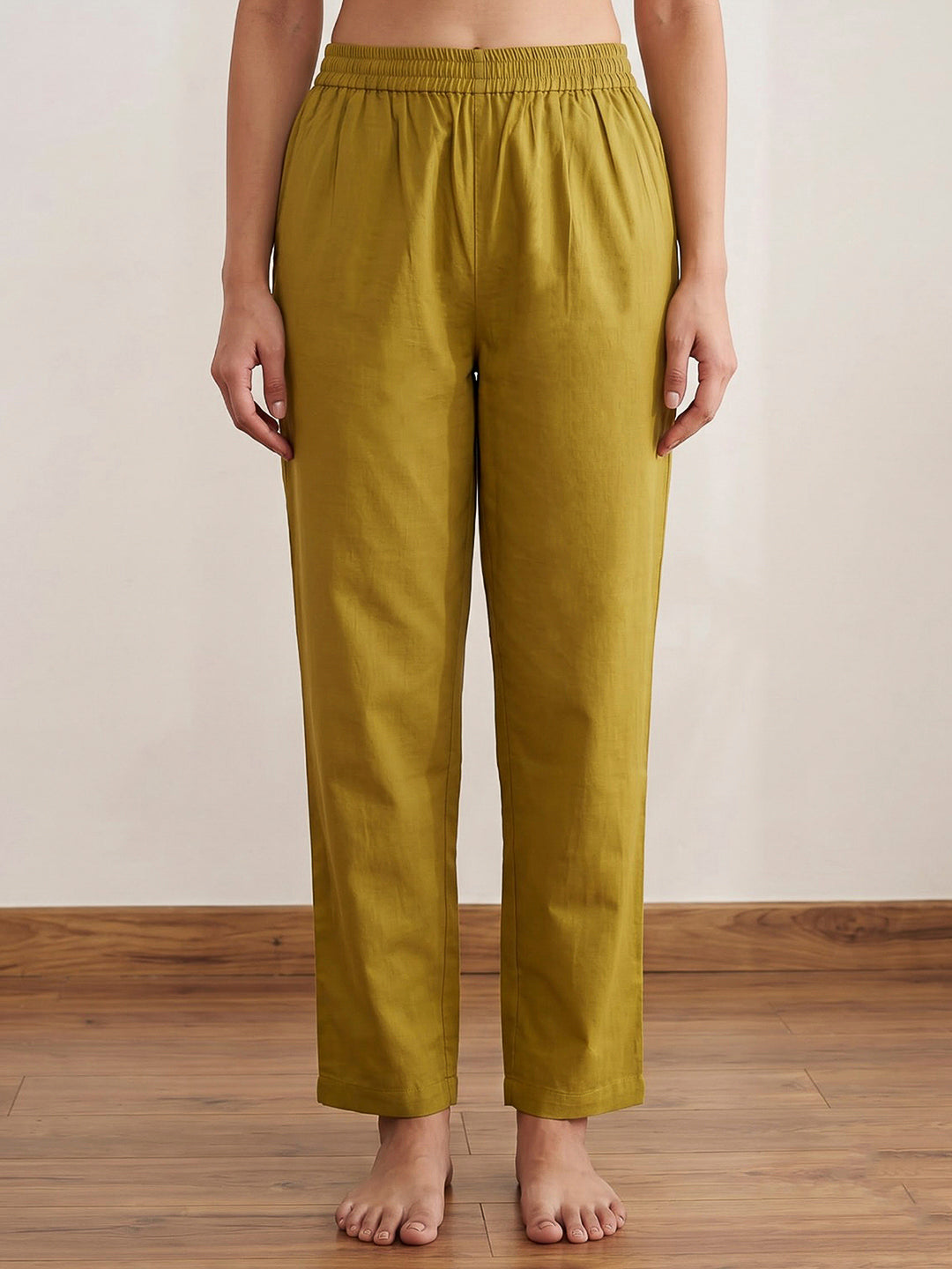 Mustard Embroidered Cotton Blend Kurta Set