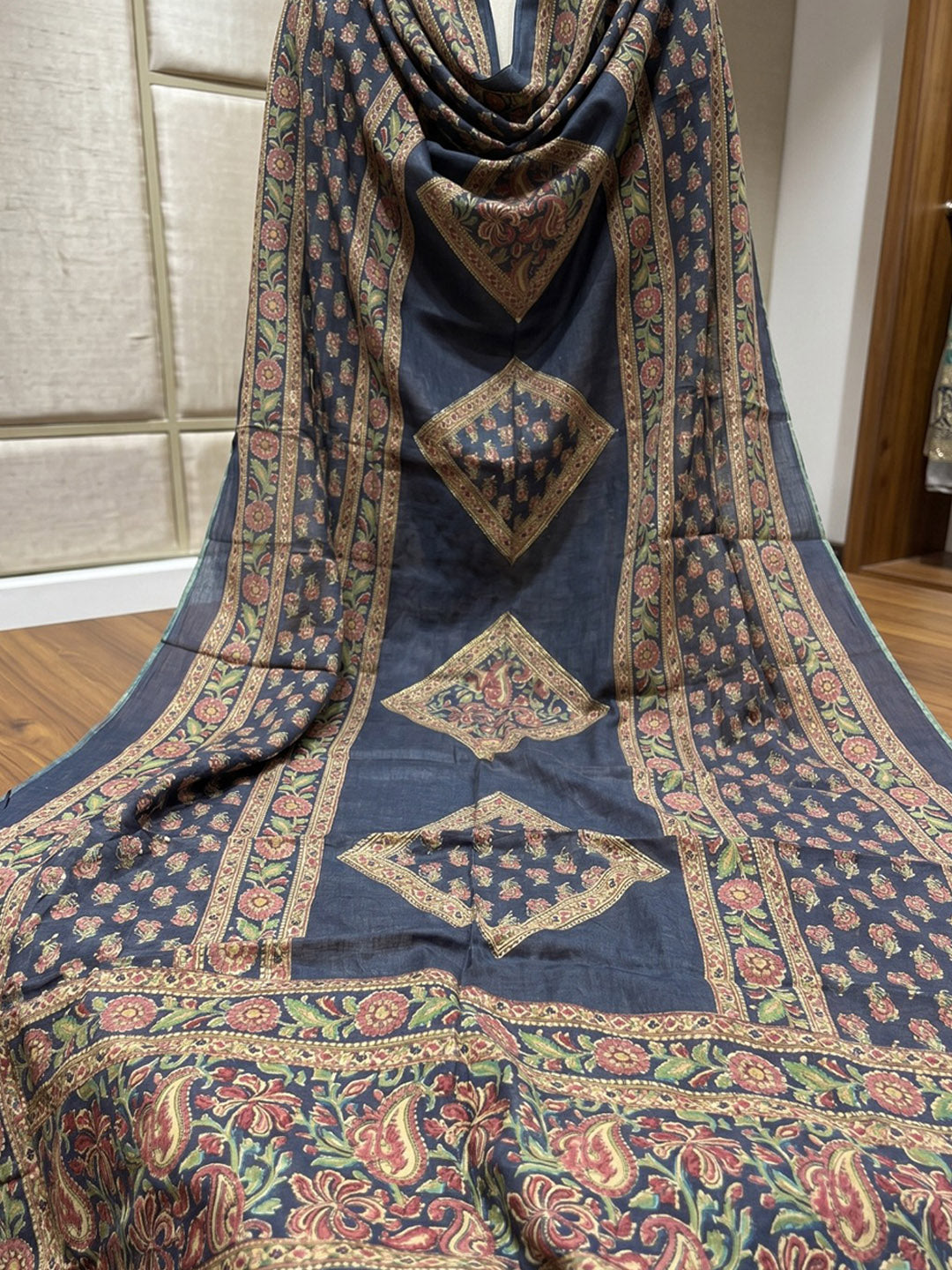 Blue Printed Cotton Blend Kurta With Pant & Dupatta