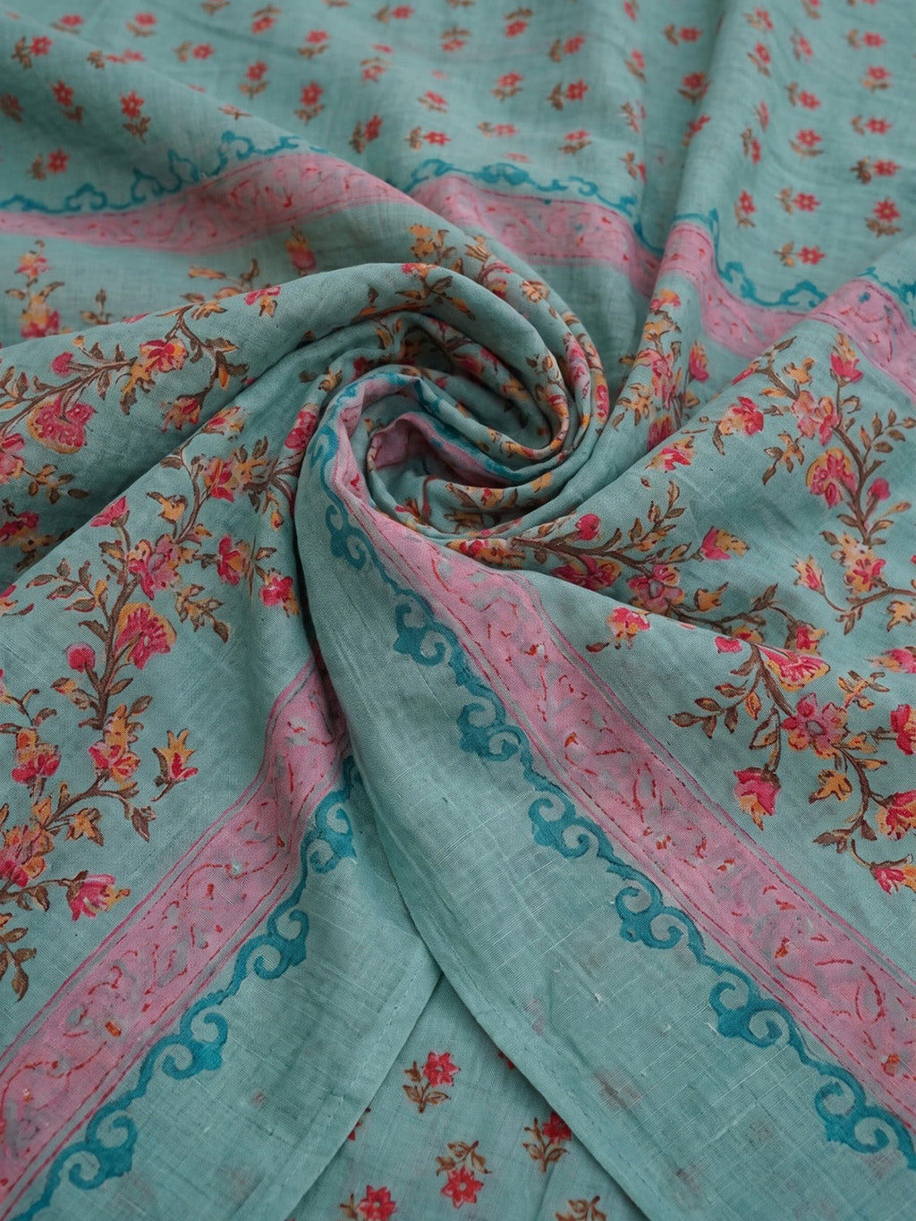 Sky Blue Printed Cotton Blend Kurta With Pant & Dupatta