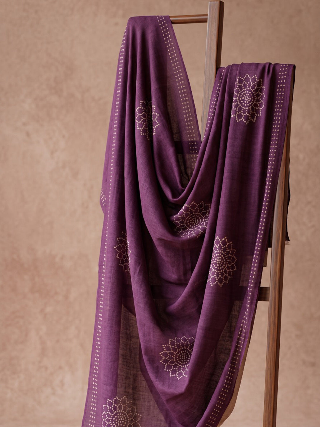 Maroon Printed Cotton Blend Kurta With Pant & Dupatta
