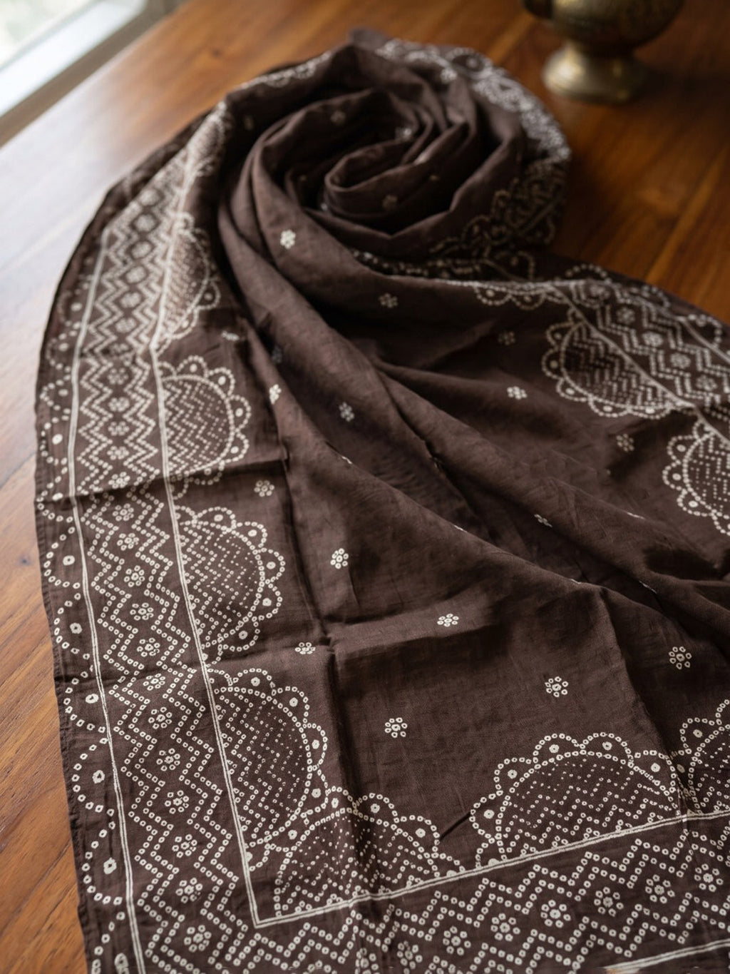 Brown Printed Cotton Blend Kurta With Pant & Dupatta