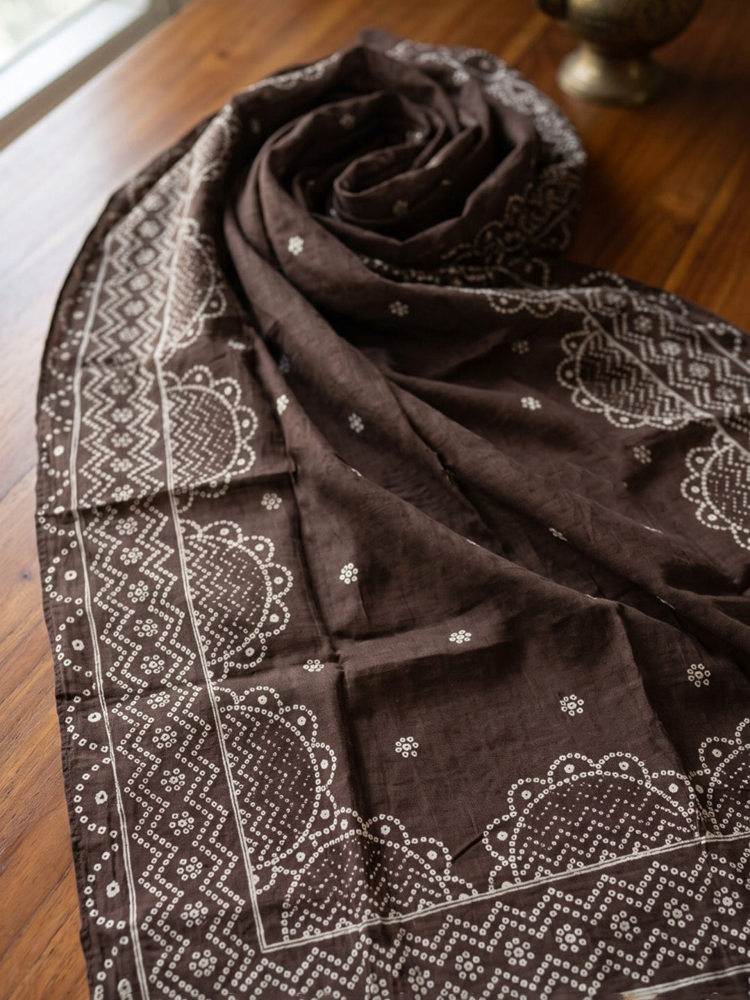 Brown Printed Cotton Blend Kurta With Pant & Dupatta