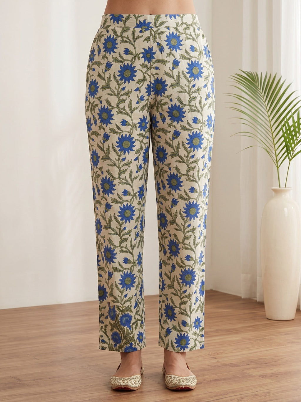 Blue Embroidery Cotton Blend Kurta With Pant & Dupatta