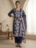 Blue Printed Cotton Blend Kurta With Pant & Dupatta