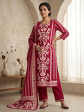Pink Printed Cotton Blend Kurta With Pant & Dupatta