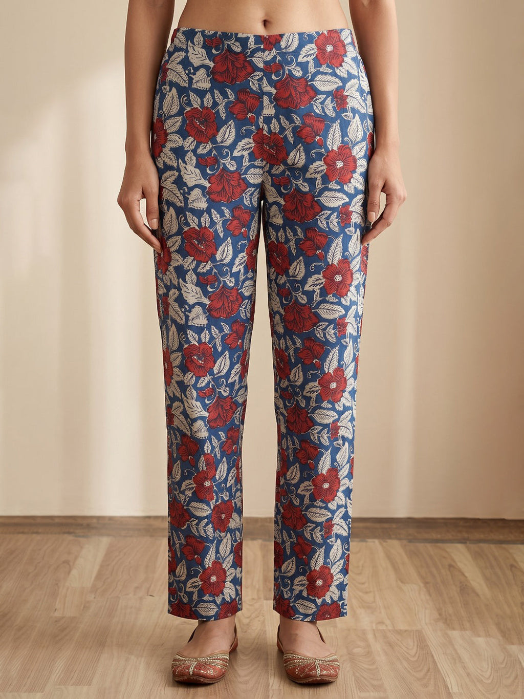 Blue Printed Cotton Blend Kurta With Pant & Dupatta