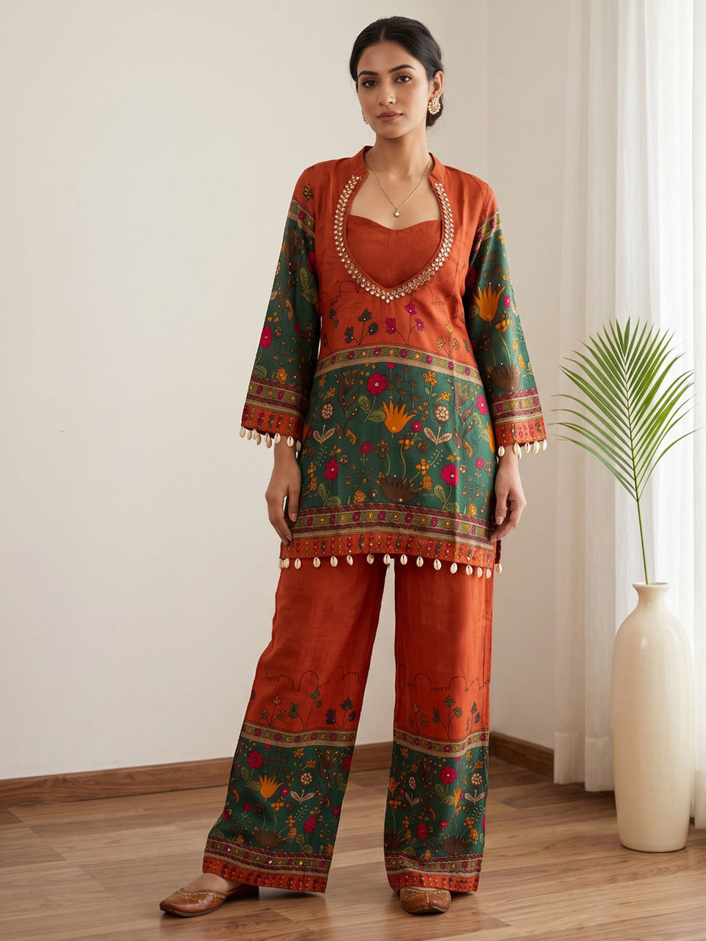 Embroidery Cotton Blend Kurta Set