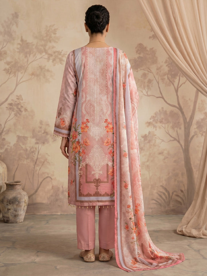 Red Printed Crepe Round Neck Kurta &amp; Pant With Crepe Dupatta