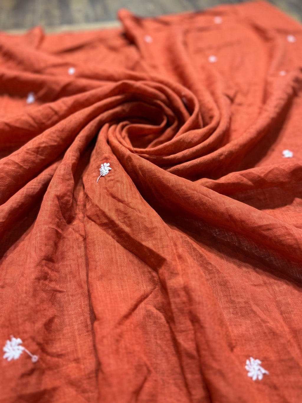 Orange Printed Cotton Blend Kurta With Pant & Dupatta
