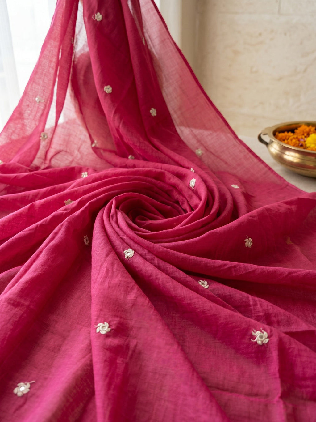 Rani Printed Cotton Blend Kurta With Pant & Dupatta