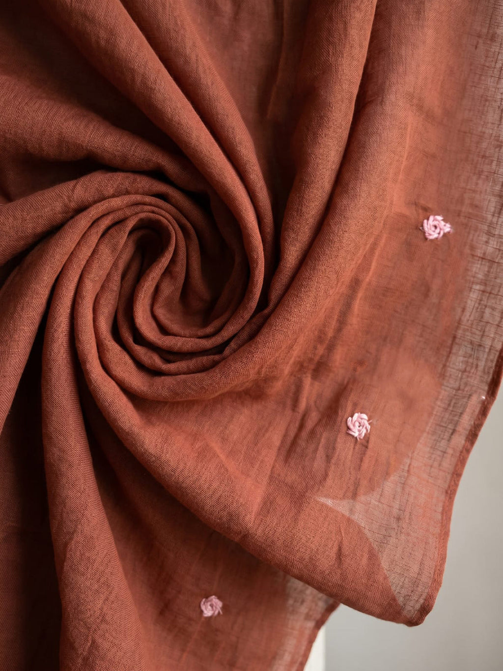 Rust Printed Cotton Blend Kurta With Pant & Dupatta