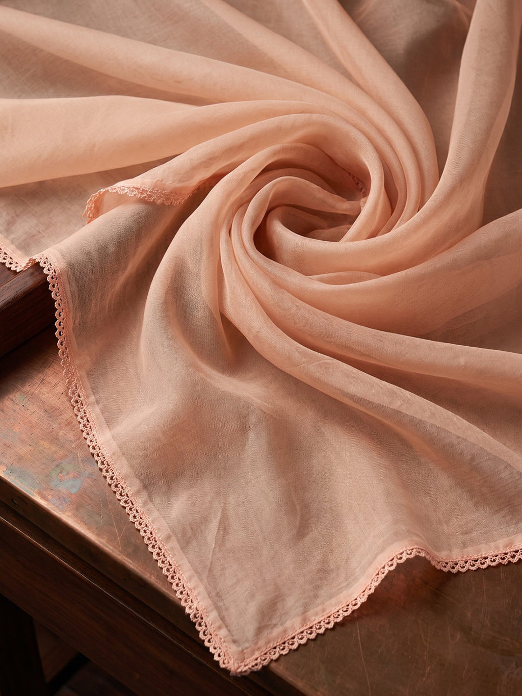 Peach Printed Cotton Blend Kurta With Pant & Dupatta