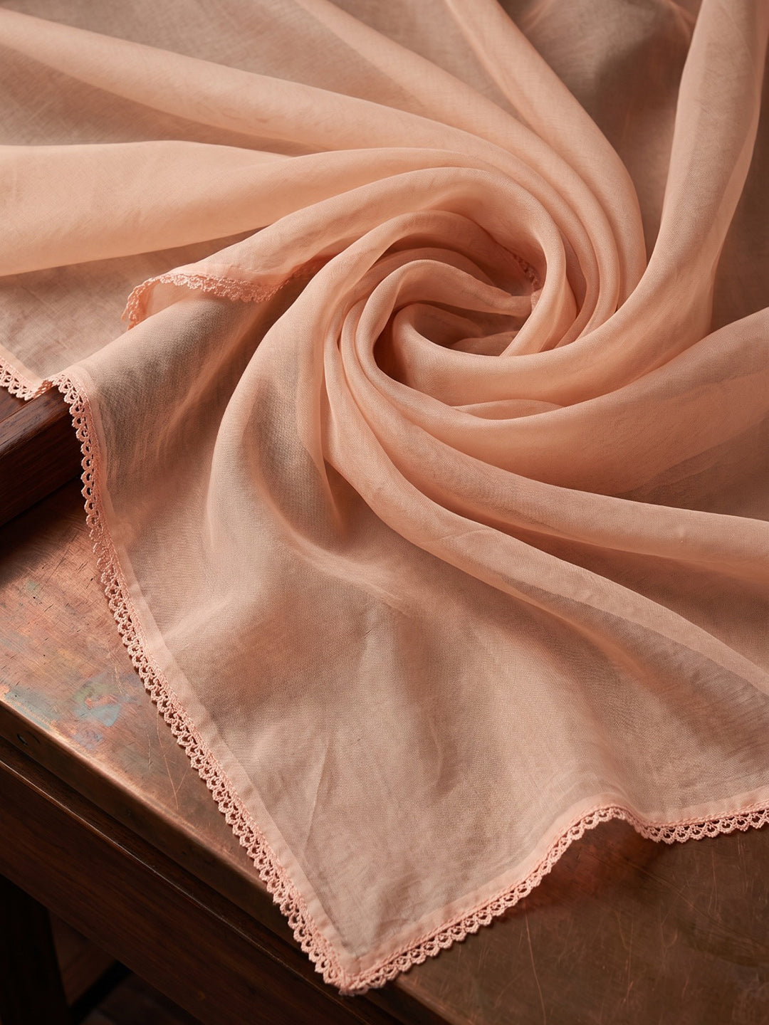 Peach Printed Cotton Blend Kurta With Pant & Dupatta