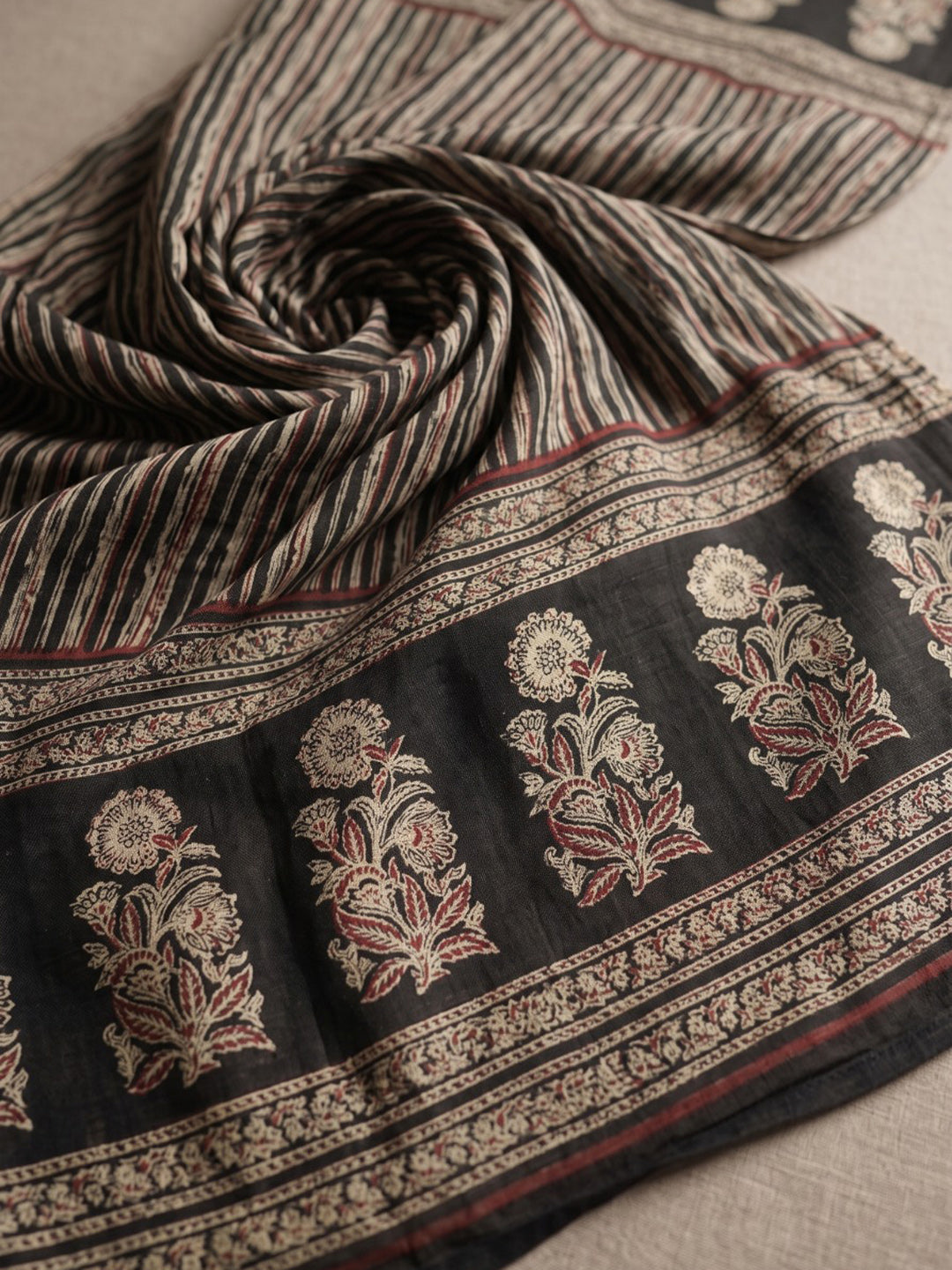 Black Embroidery Cotton Blend Kurta With Pant & Dupatta