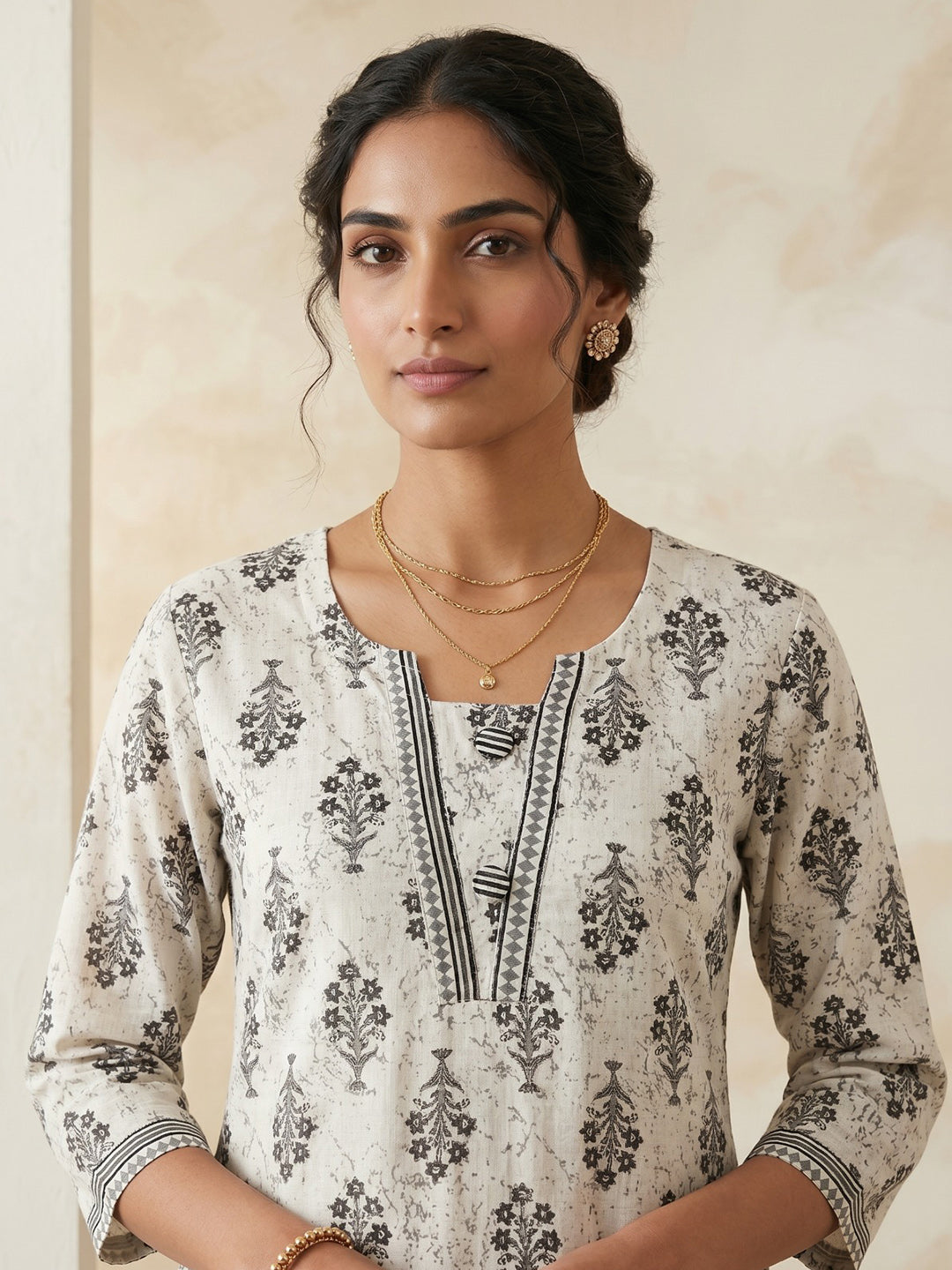 Grey Embroidered Cotton Blend Straight Suit Set With Dupatta