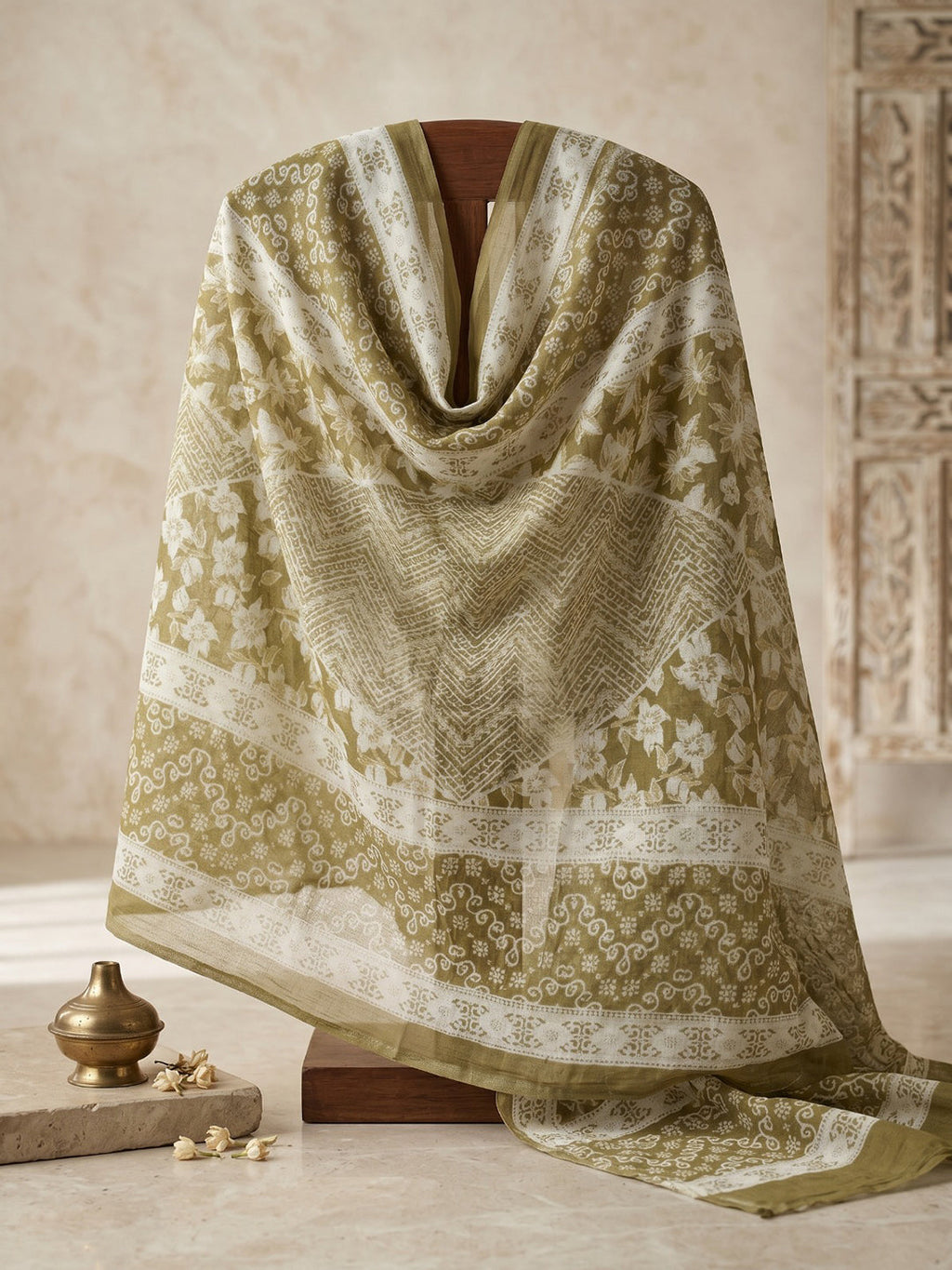 Mehndi Embroidered Cotton Blend Round Neck Suit Set