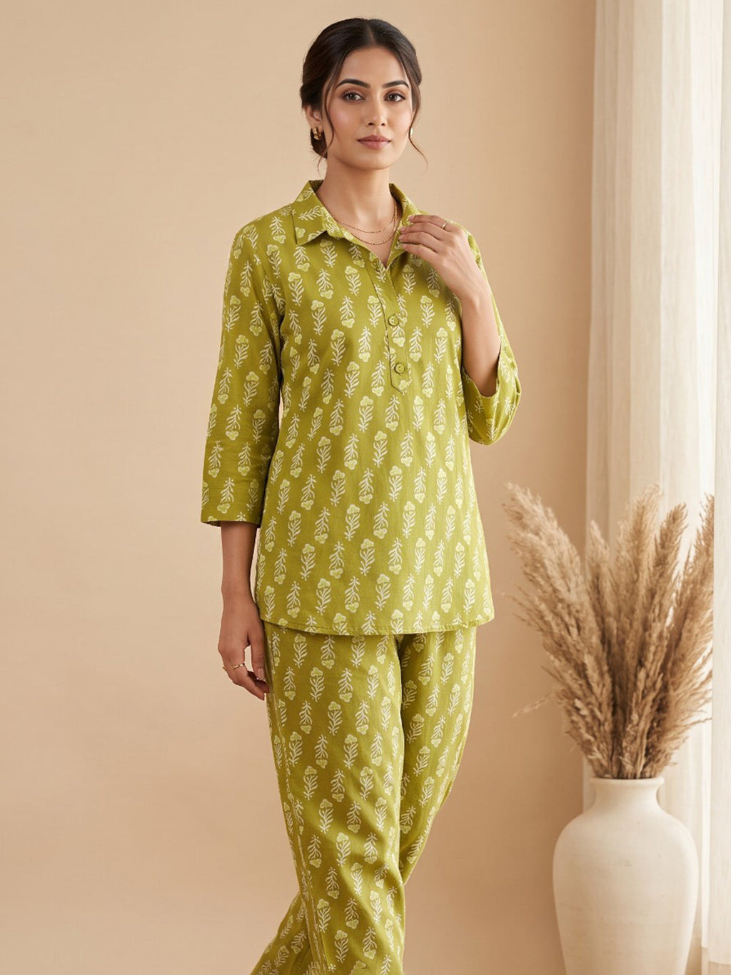 Printed Cotton Blend Kurta Set